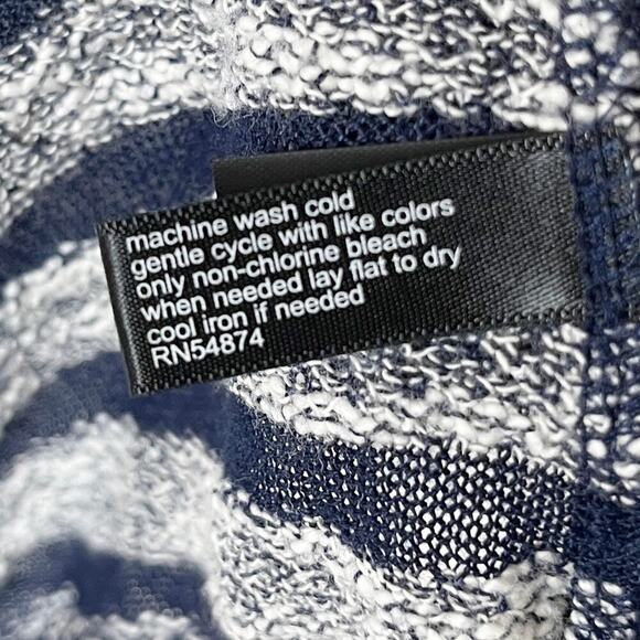 Limited Women's Knit Top S Blue & White Striped Drawstring Blouson Short Sleeve - Picture 9 of 11